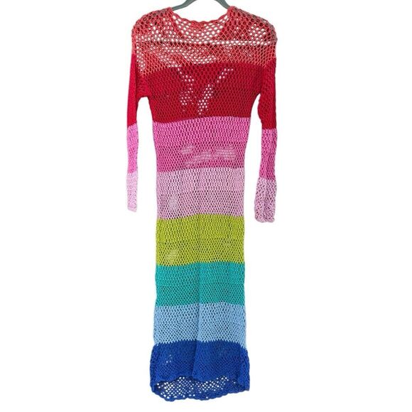 Show Me Your Mumu Women's Paula Dress in Multi Color Stripes Crochet Size XS - Picture 5 of 7